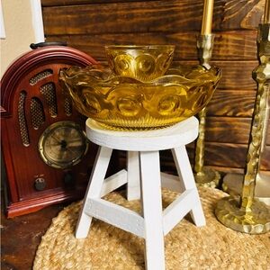 Vintage Amber Glass Chip N Dip Bowl Set